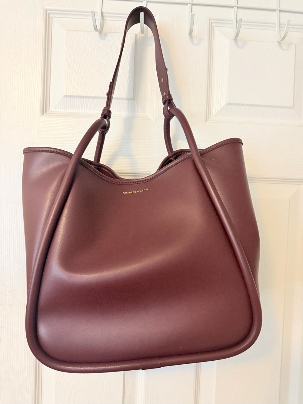 Charles & Keith Deep Burgundy Structured Tote